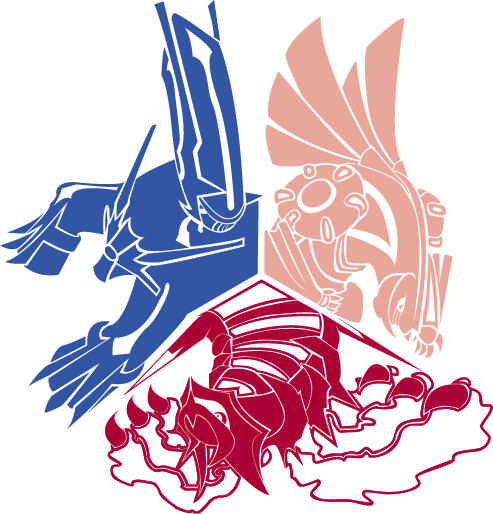 Sinnoh Gods (Image ID: A vector graphic of the pokemon Dialga, Palkia, and Giratina)