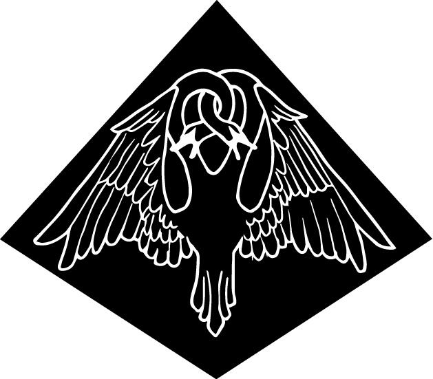 Twin Swans (Image ID: A vector graphic of a two-headed swan, inside a polyhedron.))
